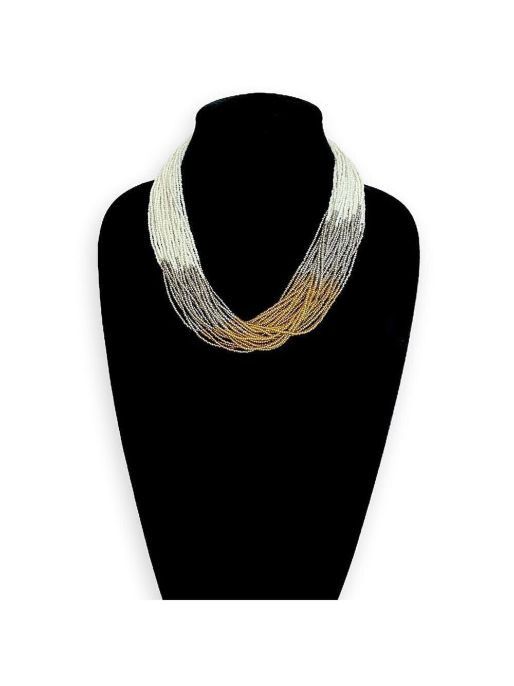 TALBOTS Mixed Metals Beaded Ombre Collar Necklace